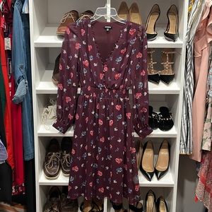 Express maroon dress with floral pattern-XS